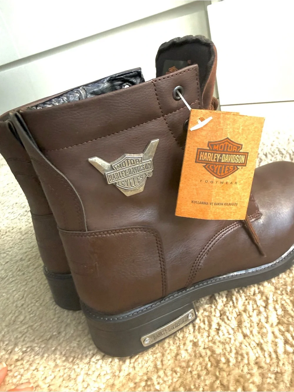 Harley Davidson Mens 10 Brown Leather Motorcycle Biker Lace-up Boots NWT Rare